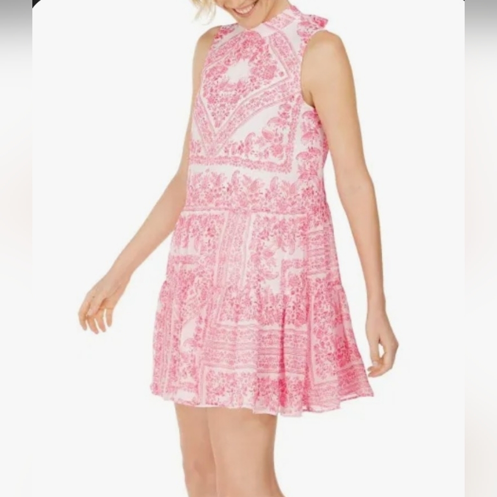Calvin Klein Sleeveless Pink and White Tie Back Dress. Sise 4 - Picture 10 of 10